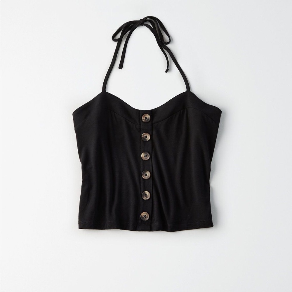 NWOT American Eagle Soft & Sexy Black Halter Tank Top Size Medium